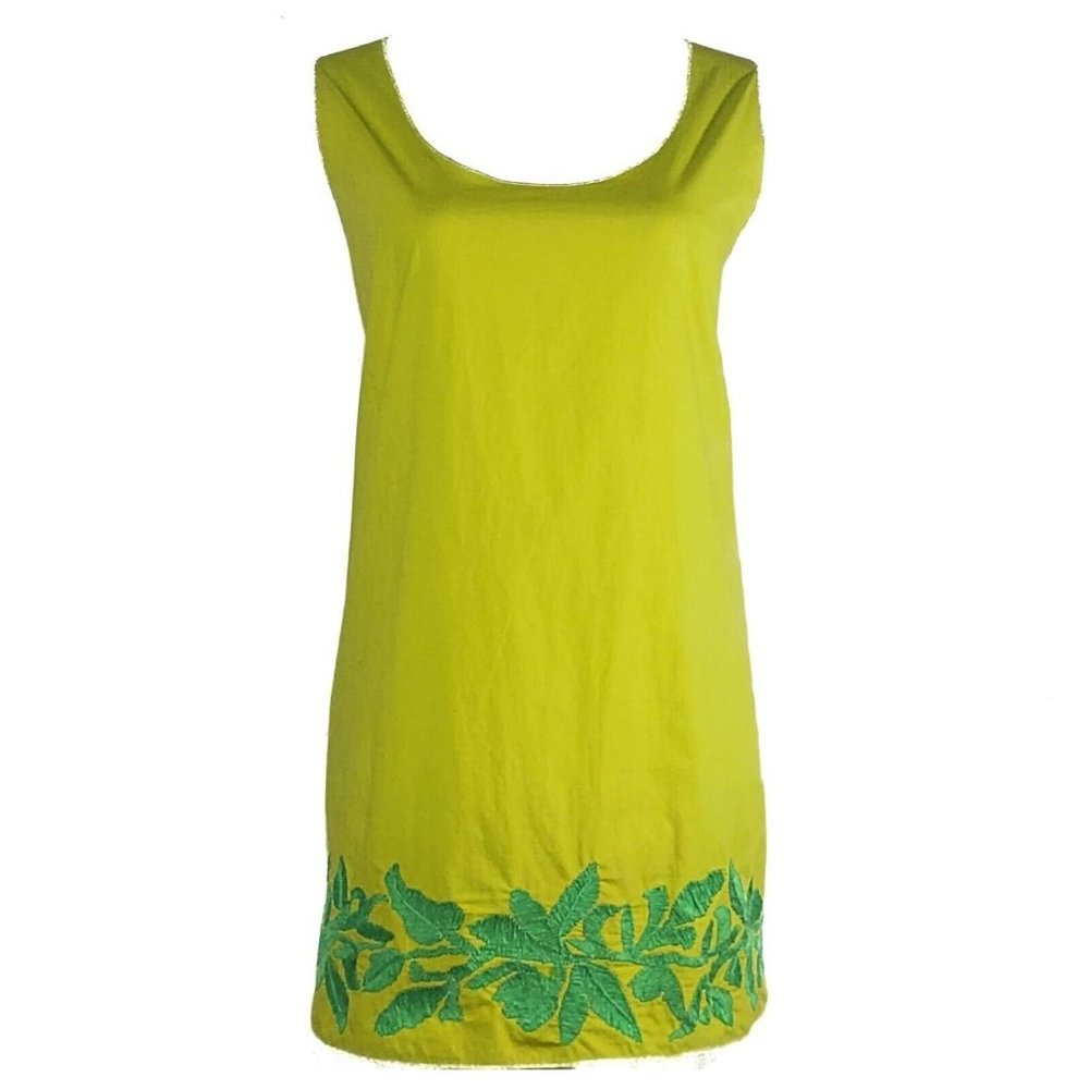 Maliparmi Tunic Top Shirt Green Back Zipper Hand Embroidered Sleeveless 44/12/M